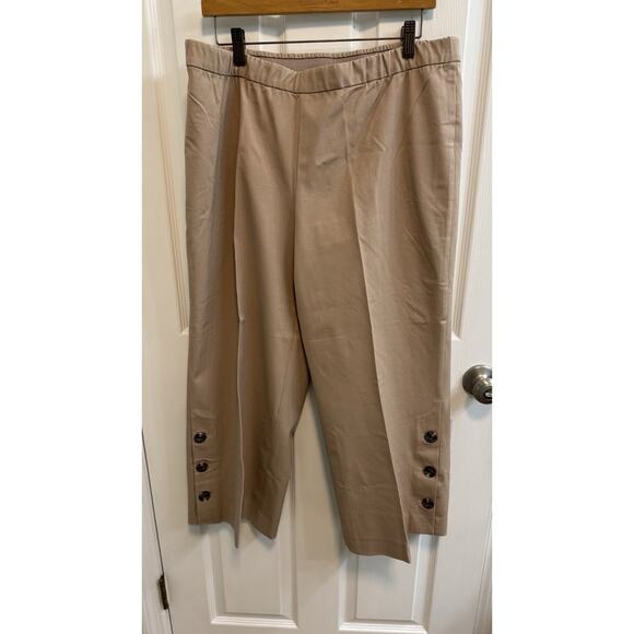 Isaac Mizrahi 18W Khaki Stretch Culotte Pants Elastic Waist Button Hem A375760 - Picture 2 of 16